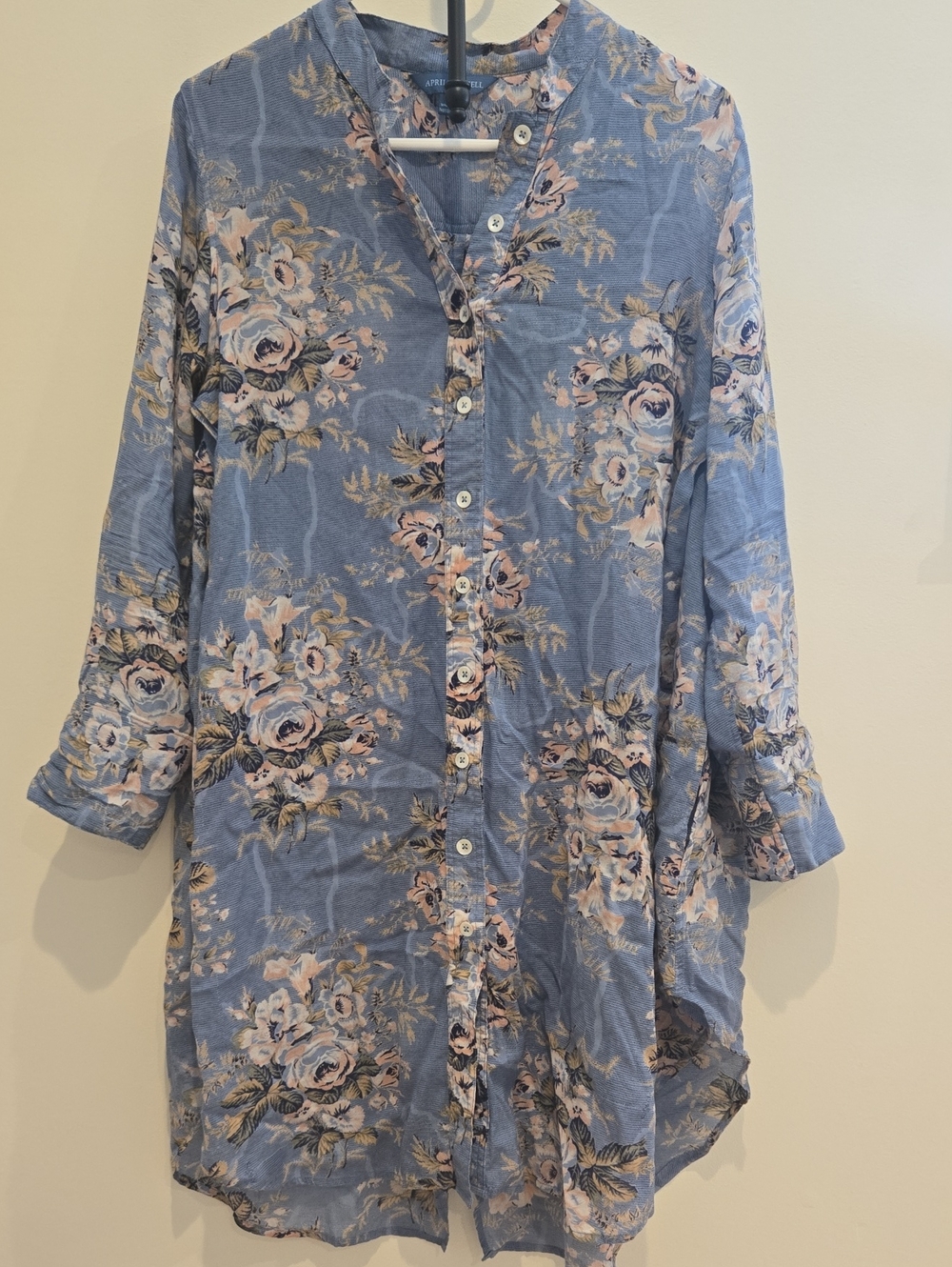 April Cornell Blue Floral Button-Front Sleep Tunic
